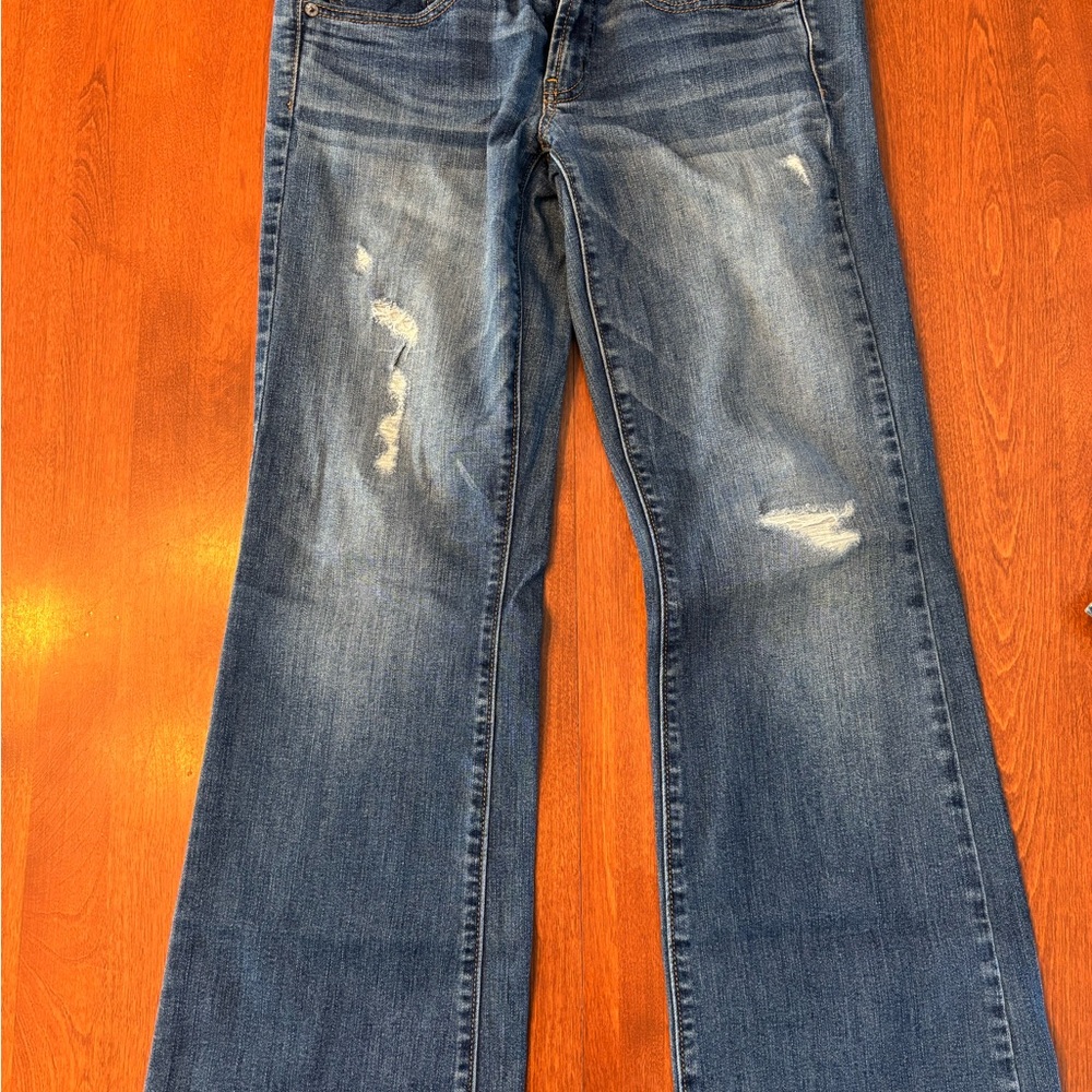 American Eagle Outfitters Blue Boyfriend Jeans with Distressed Vintage Look